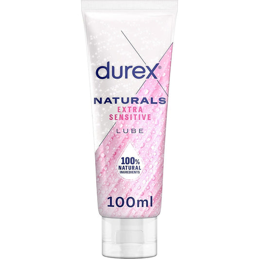 Durex Naturals Lube, Extra Sensitive, 100Ml, Water Based, Condom and Toy Compatible, Ph Friendly, Aloe Vera