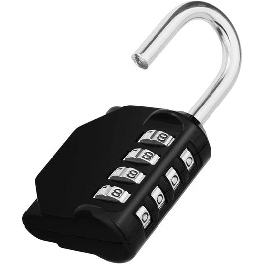 Combination Locker Padlock, 4 Digit Coded Padlock, Black Clear Store