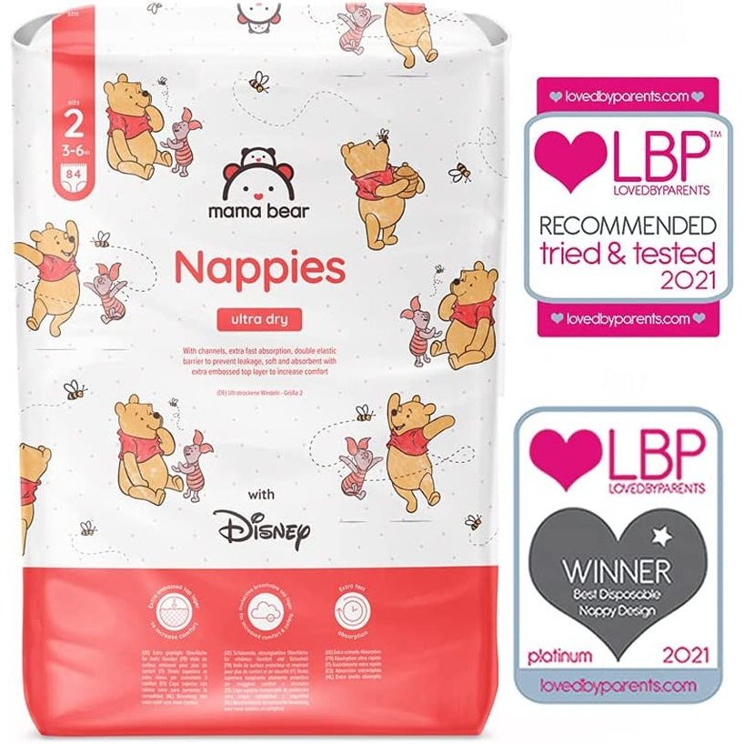 Disney 168 Ultra Dry Nappies - Size 2 (3-6 Kg) - MONTHLY PACK Clear Store