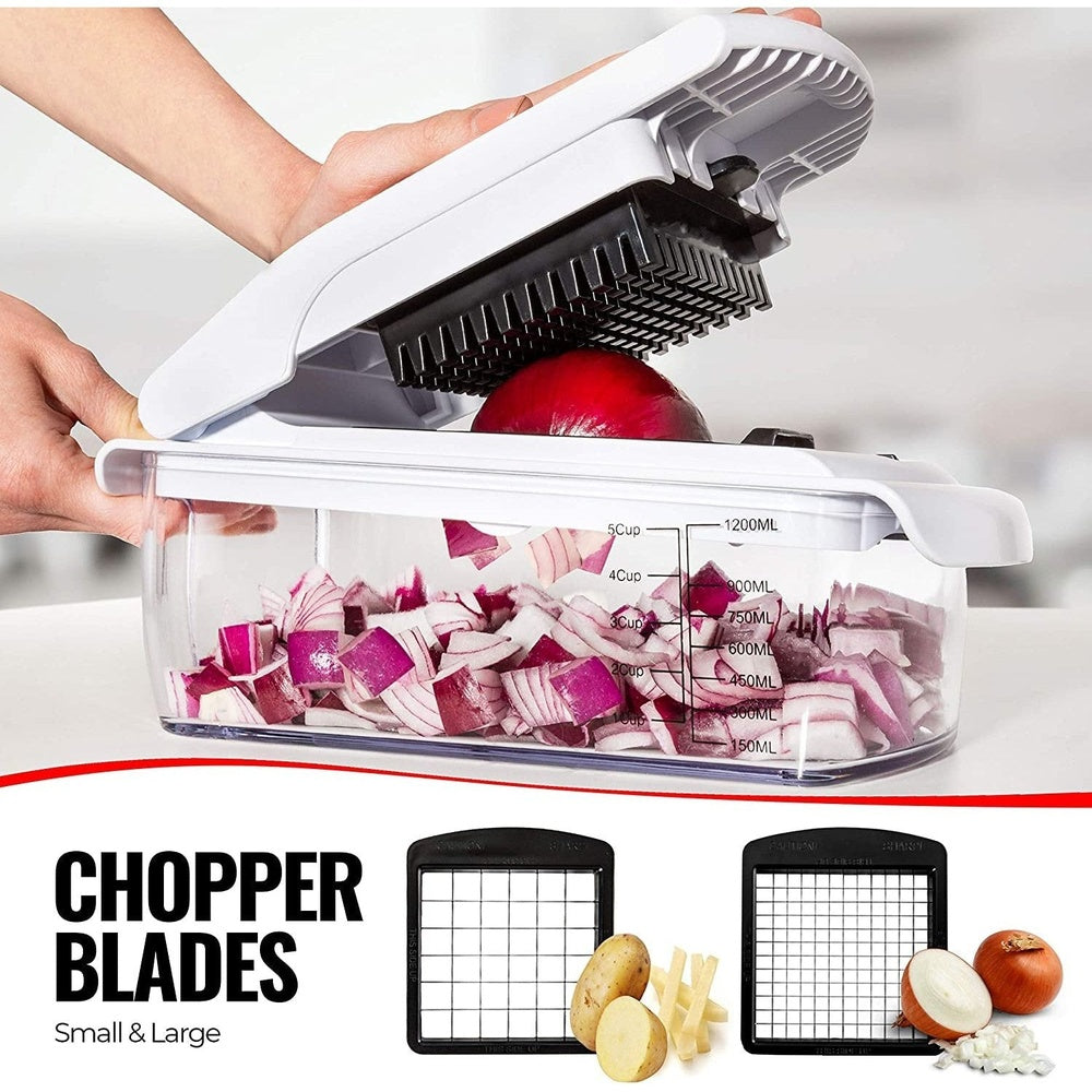 4-In-1 Vegetable Chopper Onion Chopper Food Chopper Manual Spiralizer - Salad Chopper Veg Dicer Veg Chopper - Potato Cutter Onion Dicer Vegetable Dicer - Kitchen Multifunctional Vegetable Cutter