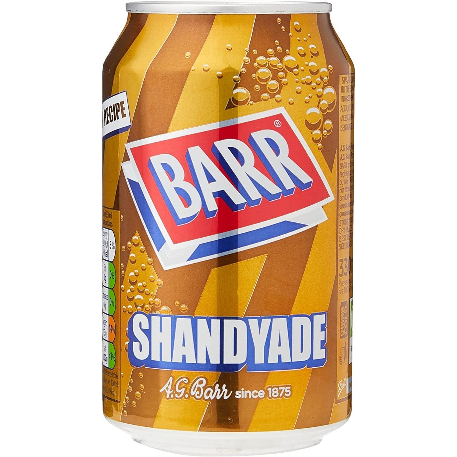 BARR since 1875, Shandyade, 24 Pack Fizzy Drink Cans, Low Sugar, 24 X 330ml Clear Store