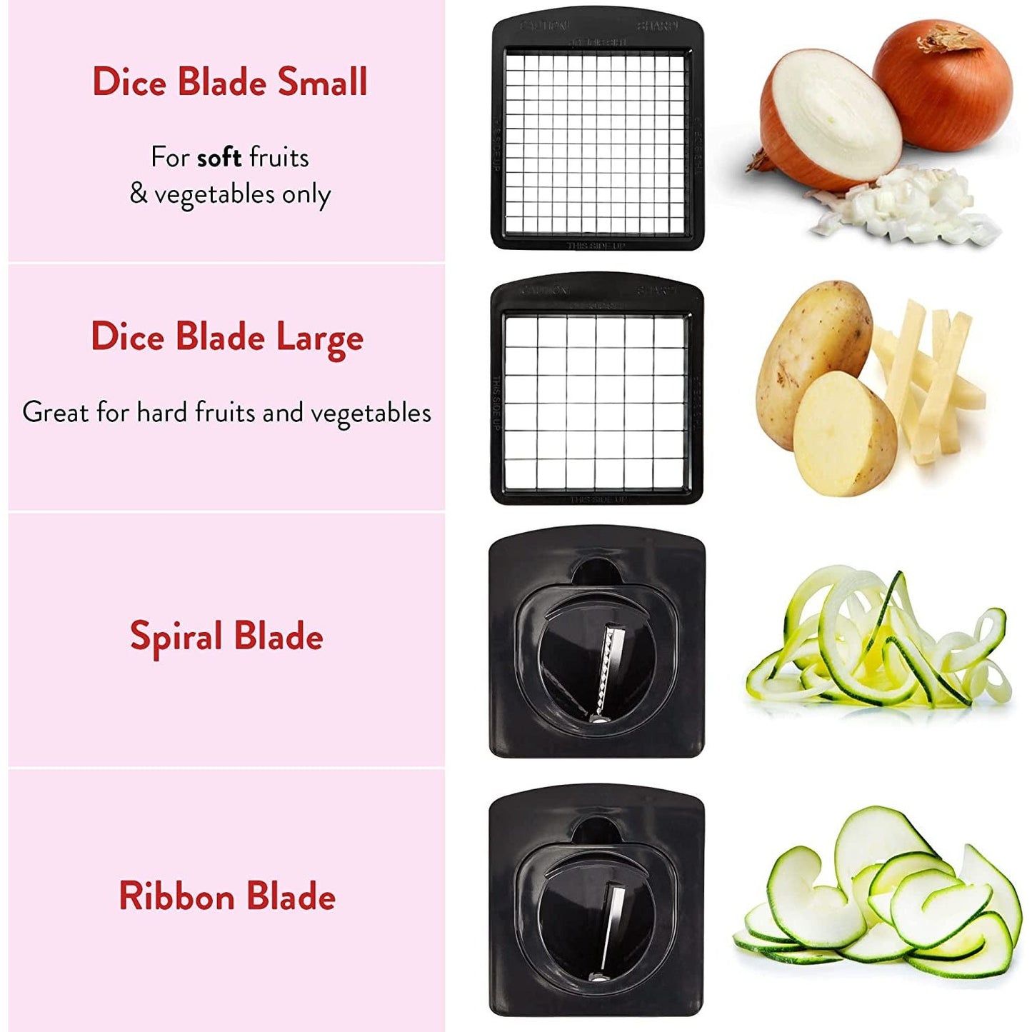 4-In-1 Vegetable Chopper Onion Chopper Food Chopper Manual Spiralizer - Salad Chopper Veg Dicer Veg Chopper - Potato Cutter Onion Dicer Vegetable Dicer - Kitchen Multifunctional Vegetable Cutter