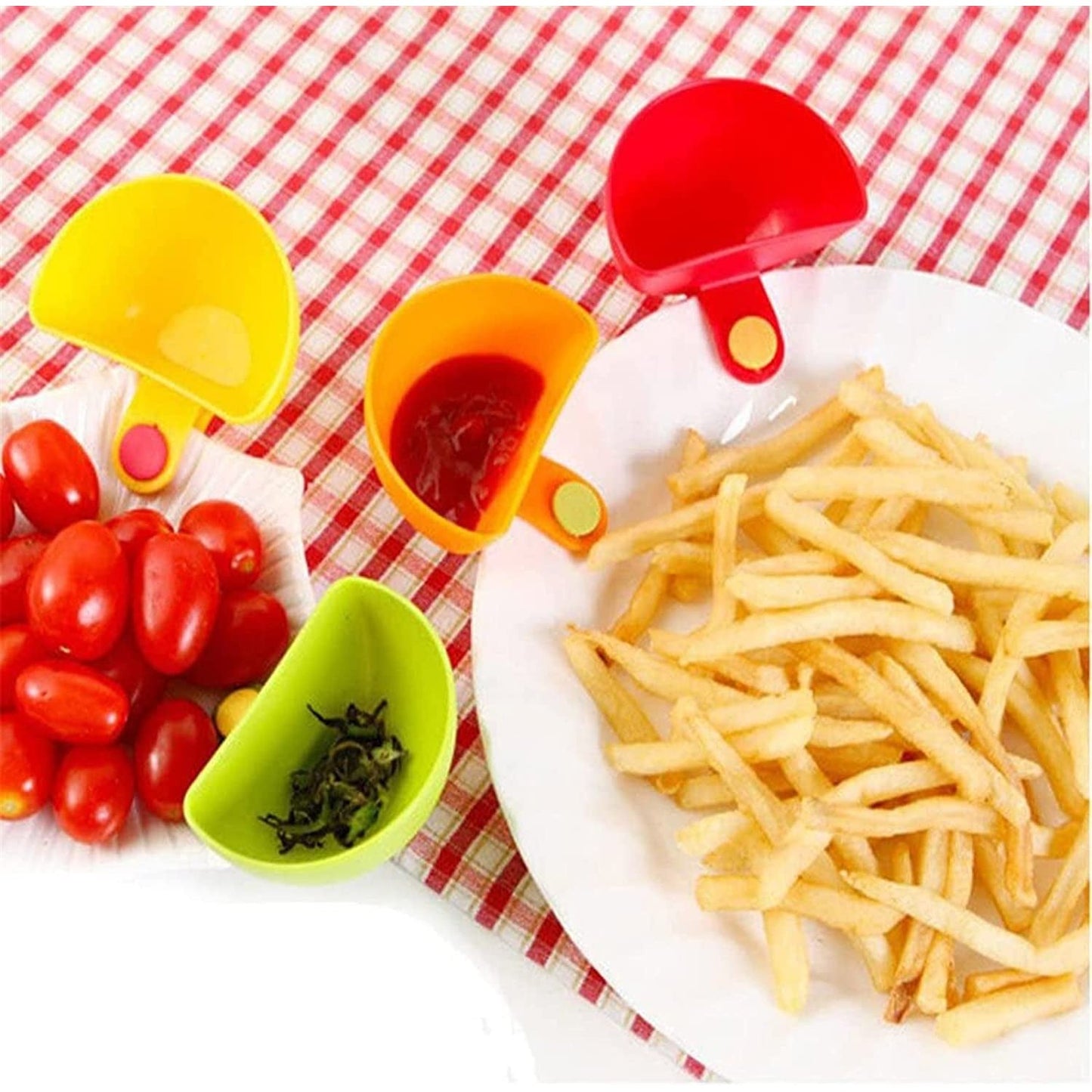 8 Pcs Dip Clips Dip Holders Tomato Sauce Salt Vinegar Sugar Flavor Spices Dip Container Bowl, Assorted Colors