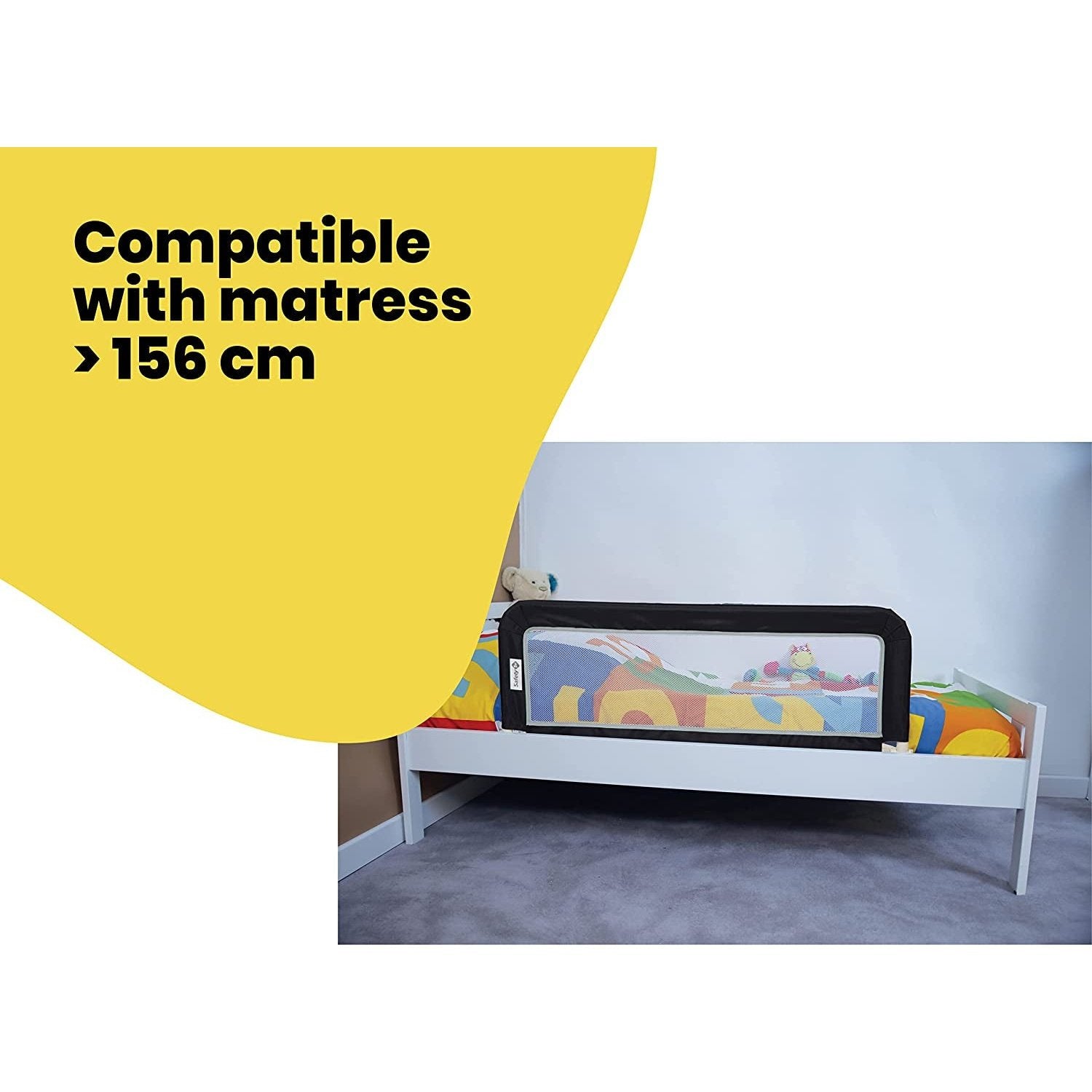 Portable Bed Rail, Bed Guard for Kids and Toddlers, Foldable and Portable Travel Bed Rail, Child Bed Guard Rail with Safe Installation, Easy to Transport, Color Dark Grey