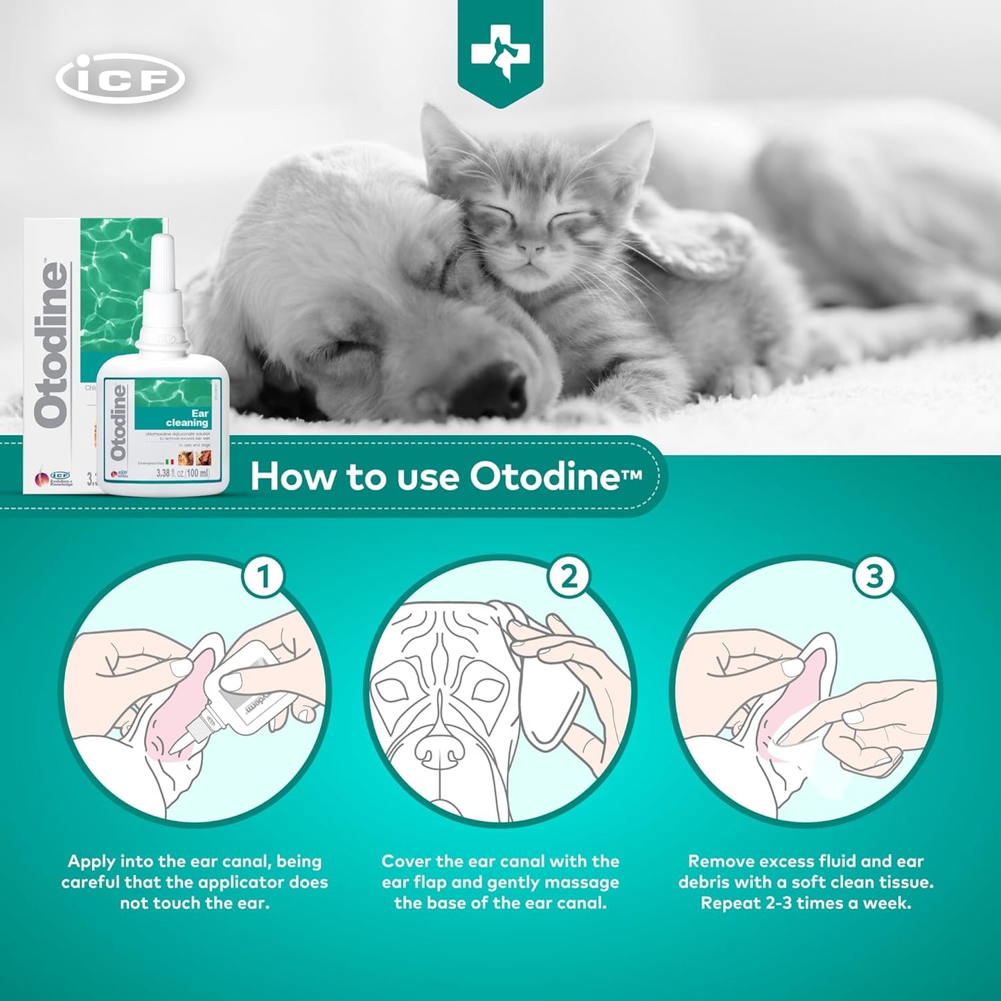 Otodine | Cat and Dog Ear Cleaner | Dog Ear Drops to Stop Wax Build Up, Head Shaking, Discomfort, Ear Odour & Scratching | Cat and Dog Ear Cleaning Solution | Dropper Bottle 100Ml