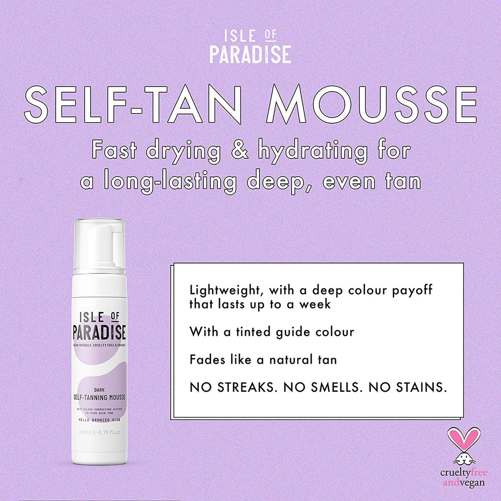 Isle of Paradise Self Tan Mousse, Dark (200 Ml) Self Tanning Foam, Natural Ingredients & Vegan (Packaging May Vary) Clear Store