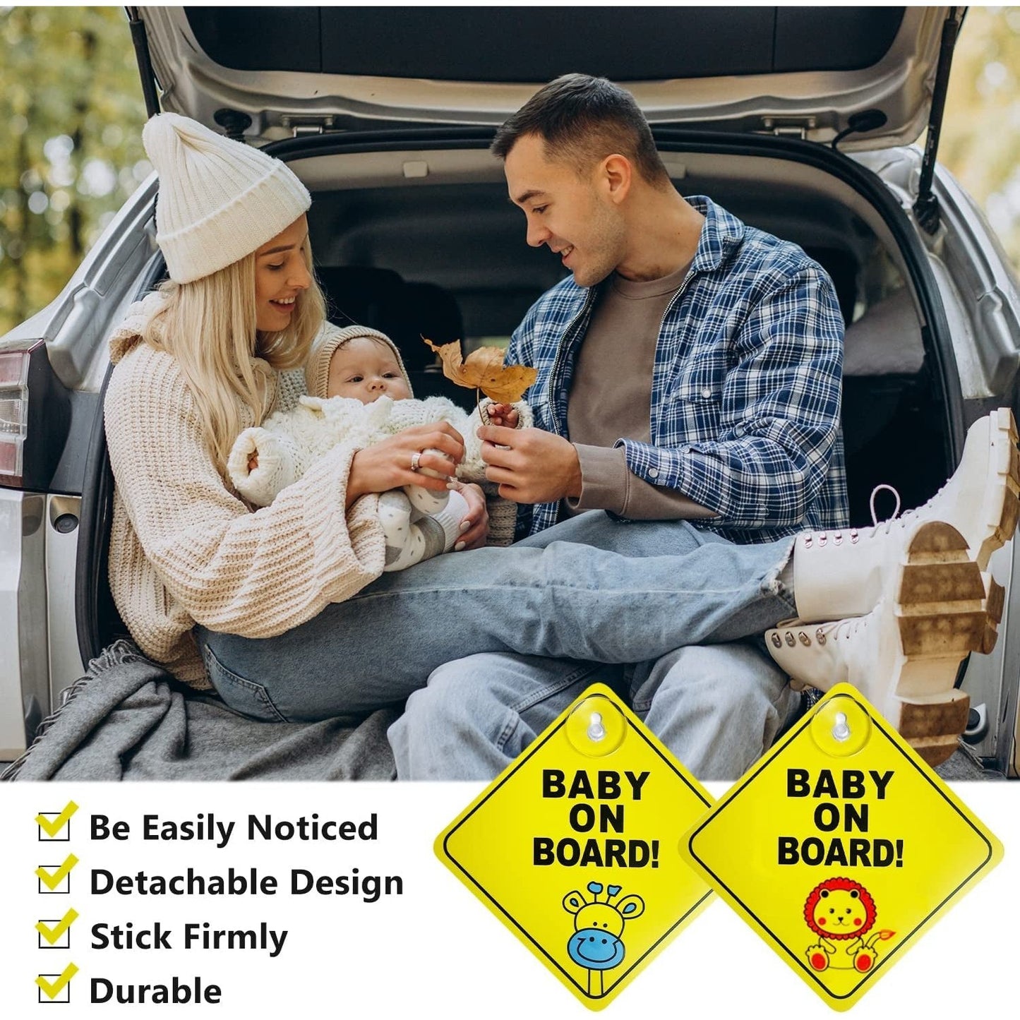 Baby on Board Sign for Car Warning, Pack of 2 Clear Store