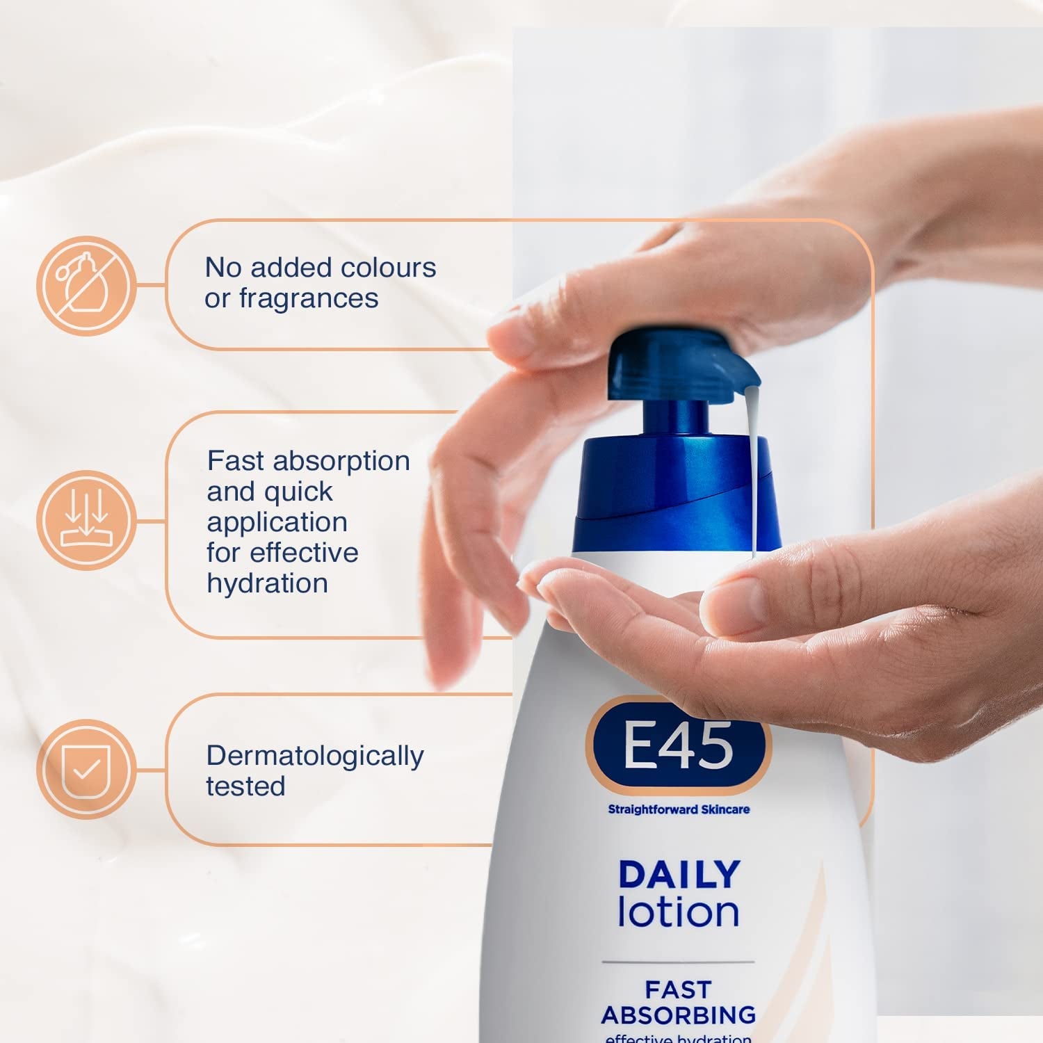 Daily Skin Lotion 400 Ml X5 Pack –  Lotion for Very Dry Skin – Sooth Dryness Smooth Rough Skin – Non-Greasy Lightweight Moisturiser - Perfume-Free Body Face Hand Cream - Dermatologically Tested