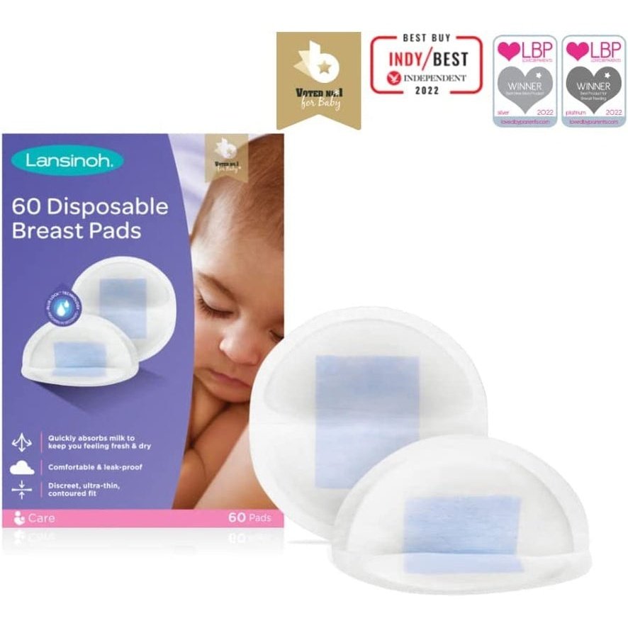 Disposable Breast Pads Pack of 60 for Breastfeeding Mothers, Essential for Hospital Bag, Thin Super Absorbent Layers, Discreet Fit Clear Store