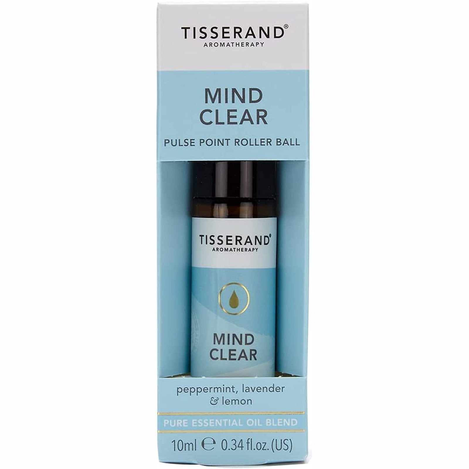 Tisserand Aromatherapy - Mind Clear Pulse Point Roller Ball - Peppermint, Lavender, Lemon - 100% Natural Pure Essential Oils - 10Ml