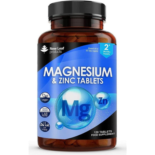 Magnesium Supplements 516Mg with Zinc - 120 Magnesium Tablets Supports Muscle Bone Health, Tiredness - High Strength Contributes to Many Health Factors Easy to Swallow Sleep Supplement (Not Capsules)