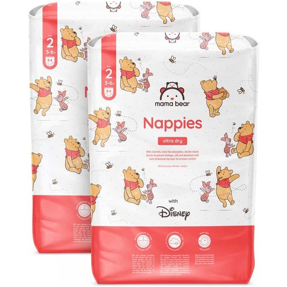 Disney 168 Ultra Dry Nappies - Size 2 (3-6 Kg) - MONTHLY PACK Clear Store