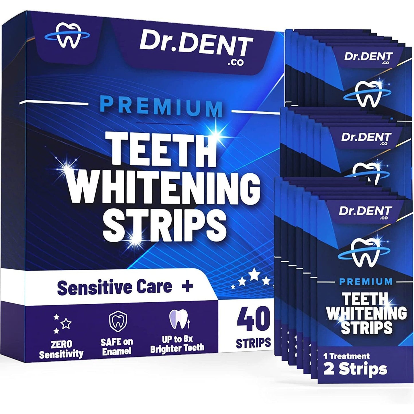 Premium Teeth Whitening Strips - 20 Whitening Sessions - Non-Sensitive Formula - 40 Peroxide Free Whitening Strips - Safe for Enamel + Mouth Opener Included Clear Store