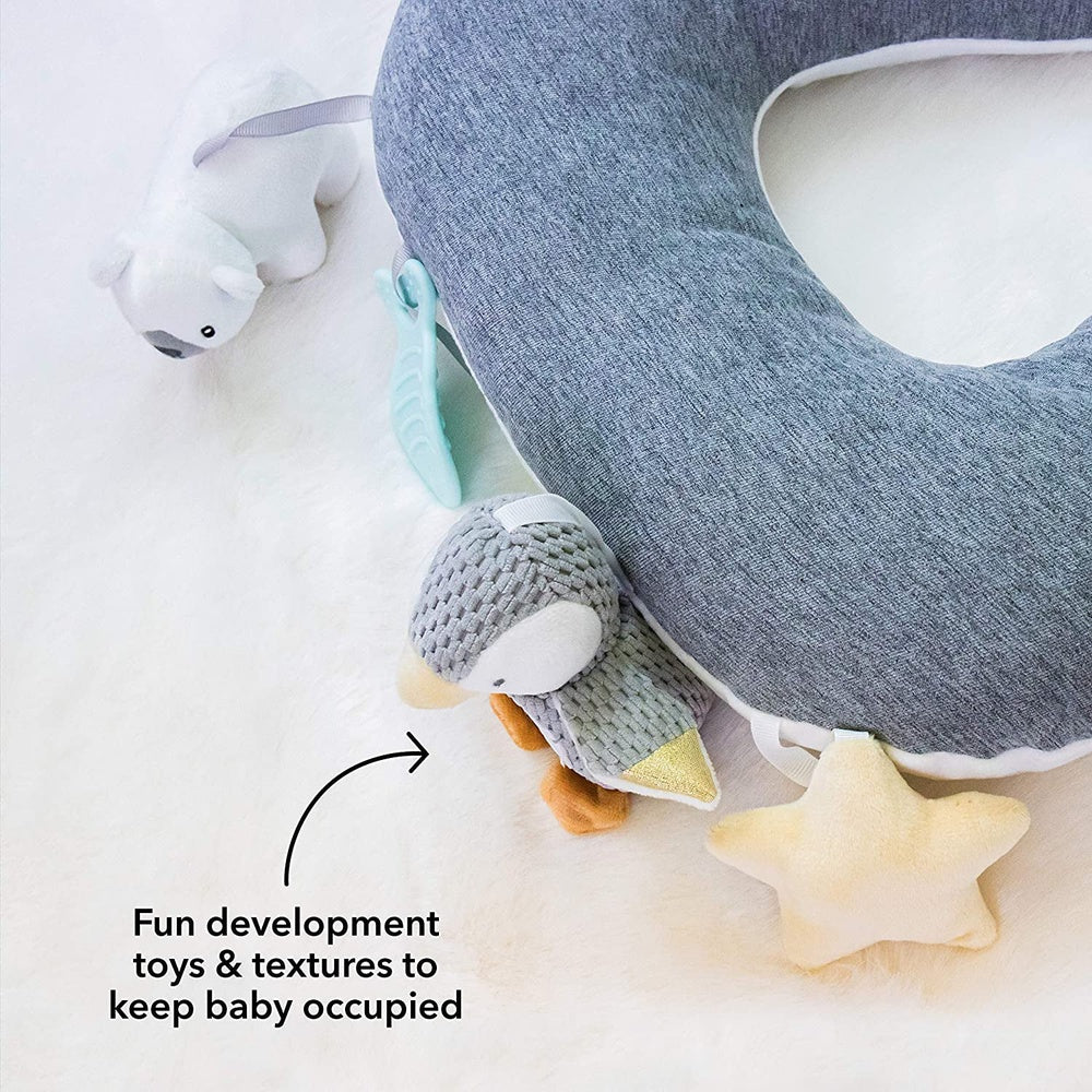 Penguin Tummy Time Pillow for Babies, Grey and White Plush Nursery Accessories, 1 Count (Pack of 1) Clear Store