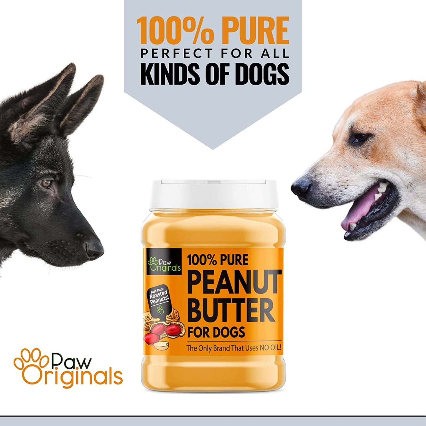 Peanut Butter for Dogs & Puppy Only Brand with No Added Oil!  100% Pure Formulated Treat for Dogs 340G Clear Store