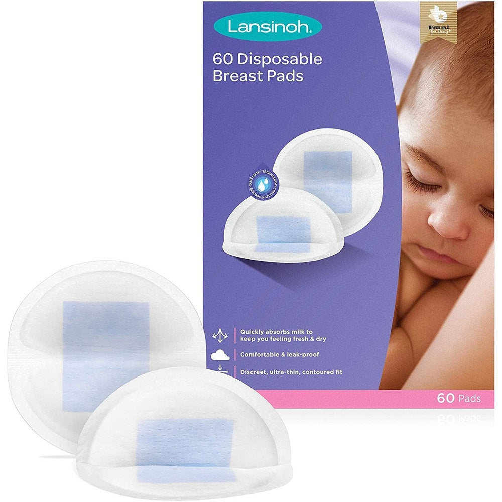 Disposable Breast Pads Pack of 60 for Breastfeeding Mothers, Essential for Hospital Bag, Thin Super Absorbent Layers, Discreet Fit Clear Store