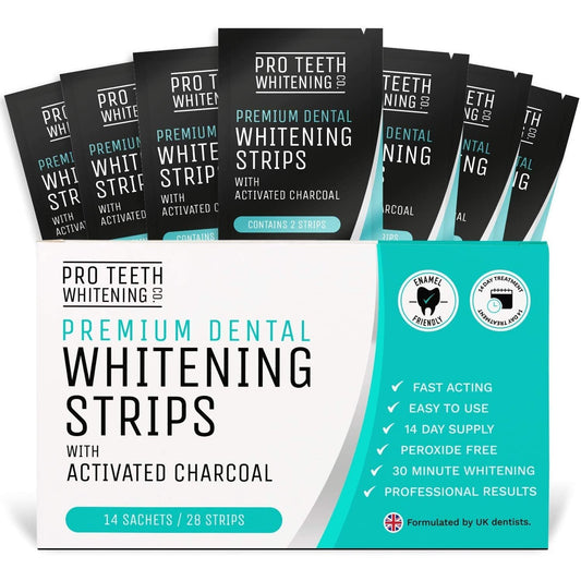 Premium Teeth Whitening Strips, 28 Peroxide Free Strips, Safe for Enamel, Non-Sensitive Forumla,Teeth Stain Removal Clear Store