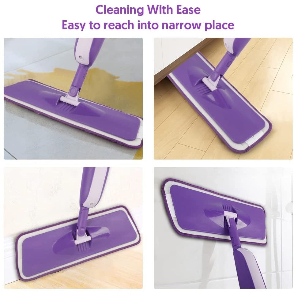 Microfibre Spray Mop for Floor Cleaning, Wet Dry Kitchen Floor Cleaning Mop with 2 Refillable Bottle 360°Rotatable Hardwood Mop for Laminate Wood Tiles 3 Reusable Pads and 1 Scrubber Clear Store