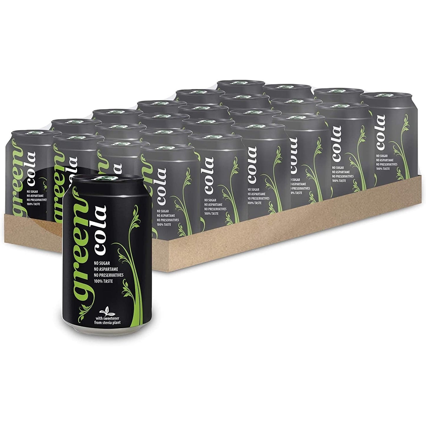 Cans 24 Pack, No Sugar Soft Drink, 0 Calories, No Aspartame, Natural Caffeine, 100% Taste - Bulk Pack of 24 Cans X 330 Ml