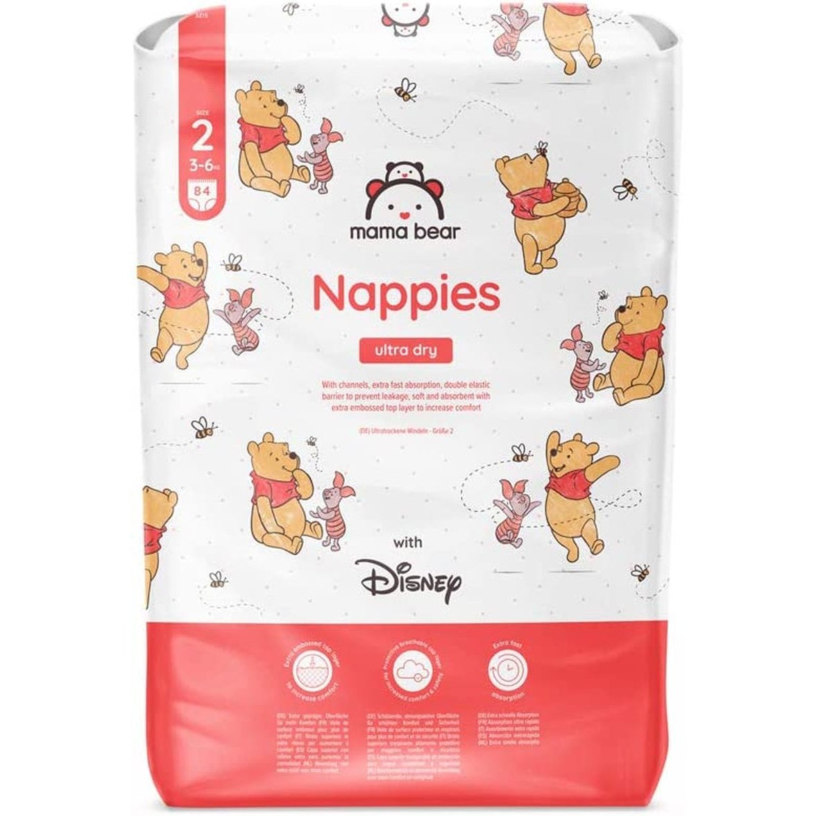 Disney 168 Ultra Dry Nappies - Size 2 (3-6 Kg) - MONTHLY PACK Clear Store