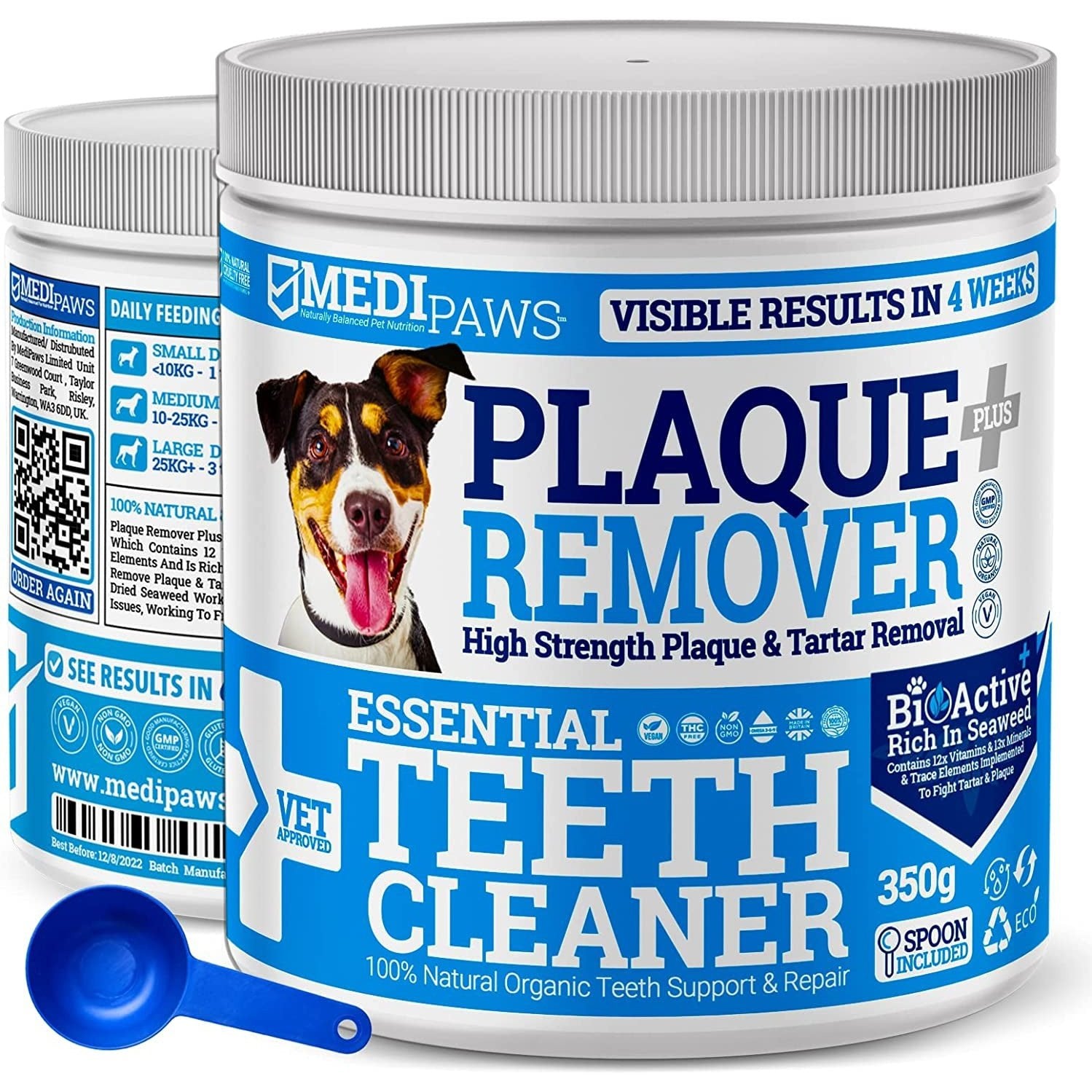 Medipaws® Plaque off Remover Dogs 350G for Dog Teeth & Bad Breath | Just Add to Dog Food - No Need for Dog Toothbrush or Dog Toothpaste | Remove Dog Bad Breath & Plaque Remover for Dogs, Cats & Pets Clear Store