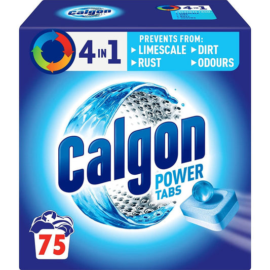 Calgon 4-In-1 Water Softener Tablets, Washing Machine Cleaner, Removes Odours, Limescale and Residue, Deep Clean, Units: 75 Tablets, Size: XL Pack, Pack of 75 (Packaging May Vary)