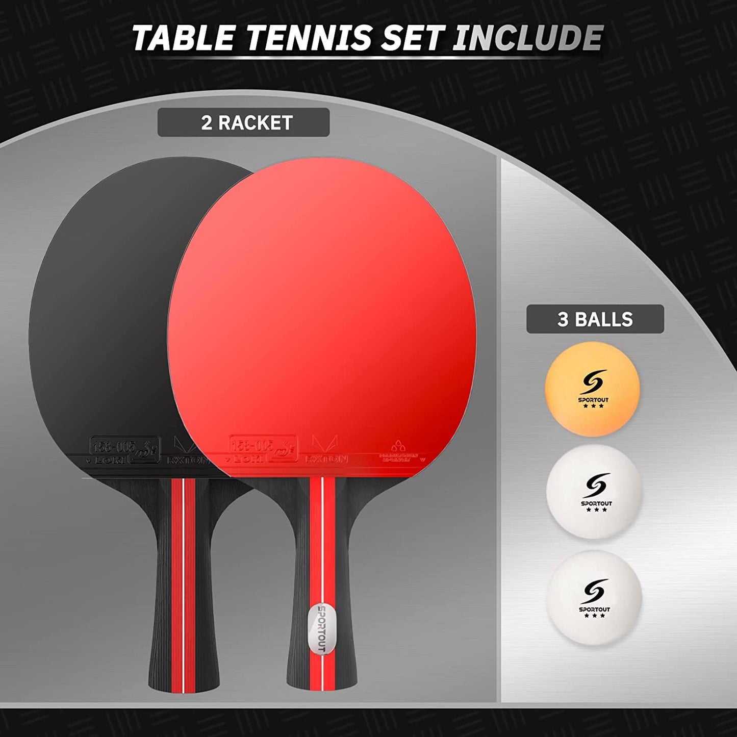 Sportout Table Tennis Bats, Portable Table Tennis Set, High-Performance Paddle Clear Store