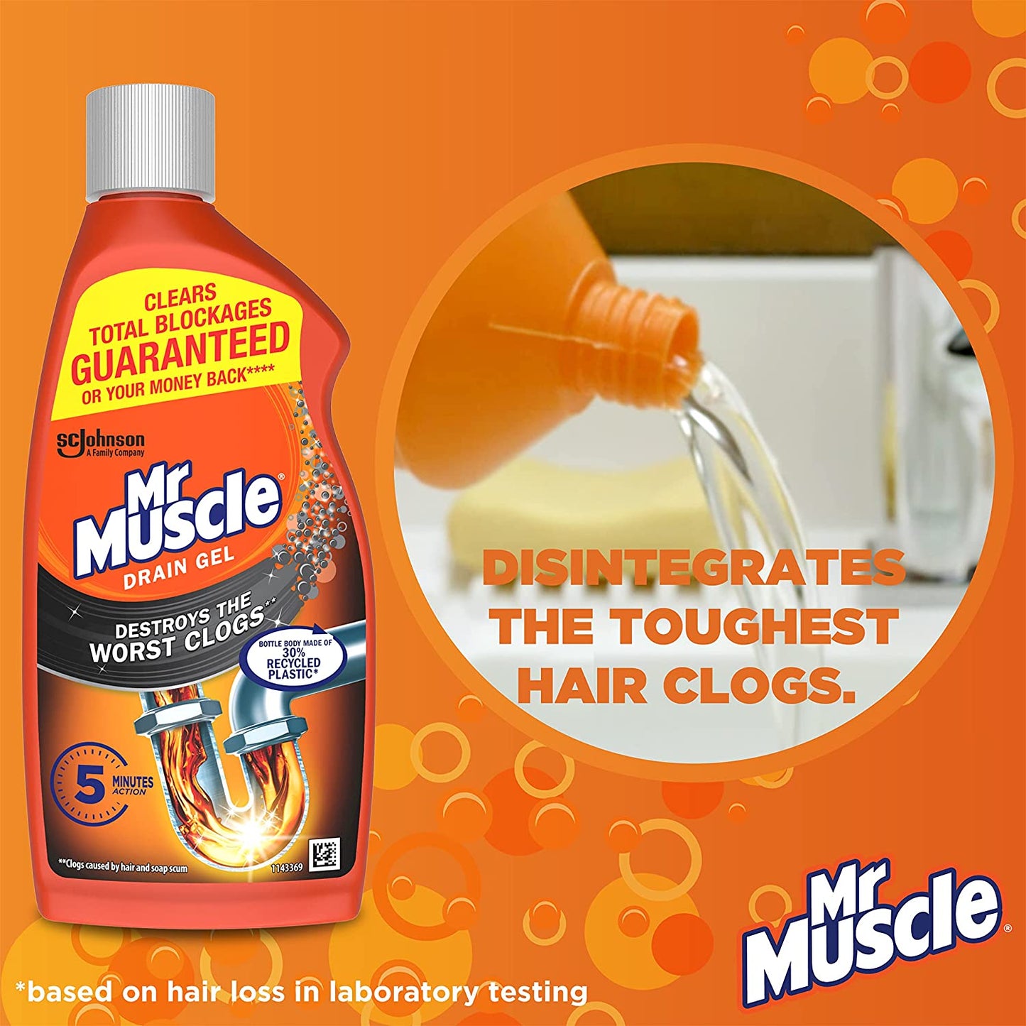 Mr Muscle Drain Unblocker, Sink & Drain Cleaner, Heavy Duty Drain Gel, 2 X 500 Ml Clear Store