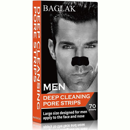 Men Blackhead Remover Pore Strips -70 (Strips) -Charcoal Nose Strips for Blackhead Removal - Large Size for Nose+Face