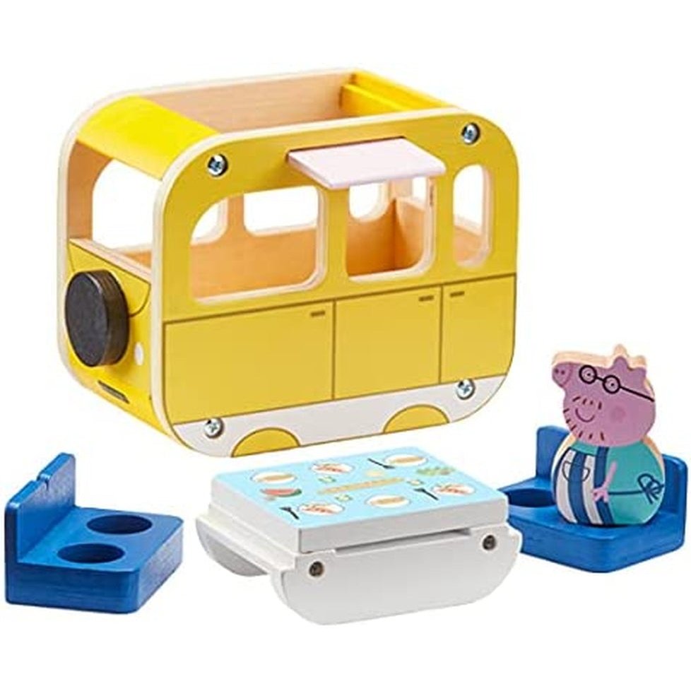 Peppa Pig Wooden Campervan, Push along Vehicle, Imaginative Play, Preschool Toys, Fsc Certified, Sustainable Toys, Gift for 2-5 Years Old