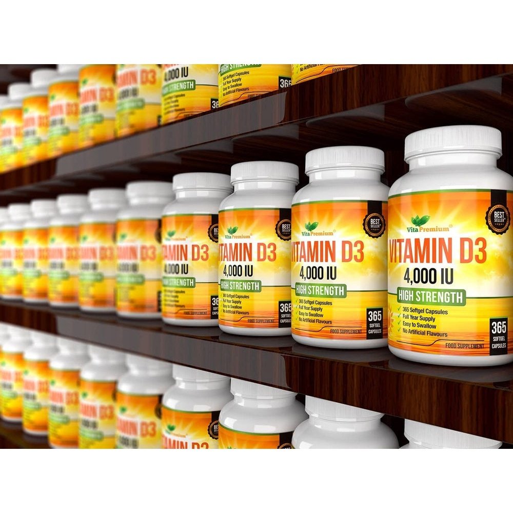 Vitamin D 4,000 IU, Maximum Strength Vitamin D3 Supplement Year Supply Clear Store