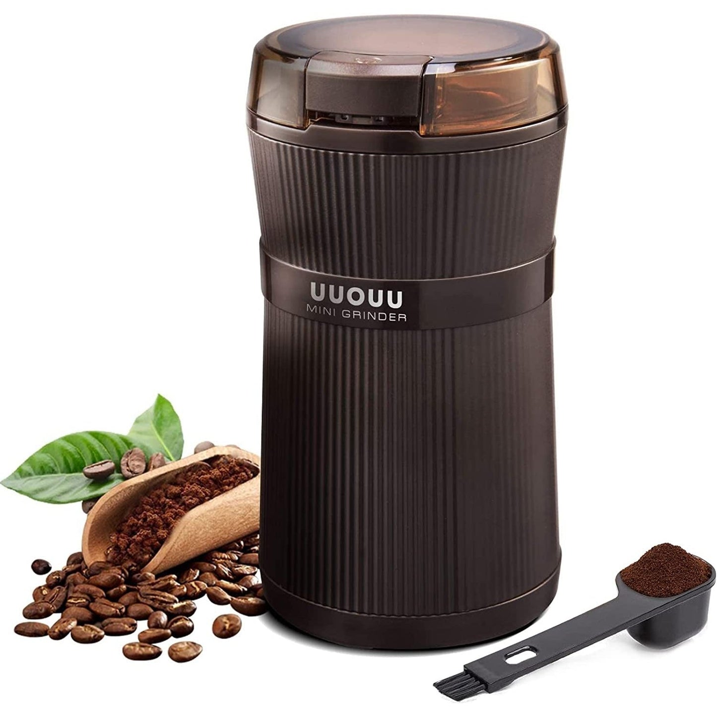 Coffee Grinder with Brush, Stainless Steel Blade, Multipurpose & Durable Clear Store