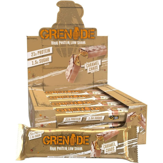 Grenade Caramel Chaos High Protein Low Sugar Bar 12 X 60g Clear Store