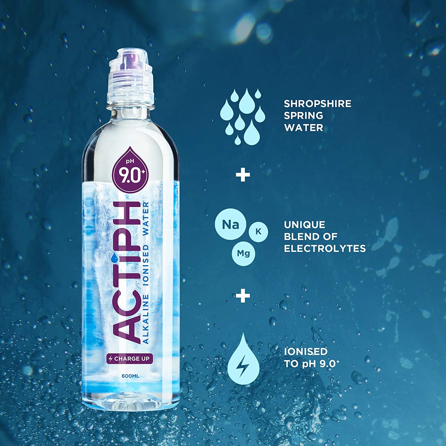 Alkaline Ionised Spring Water Ph9+ 24 x 600ml Clear Store