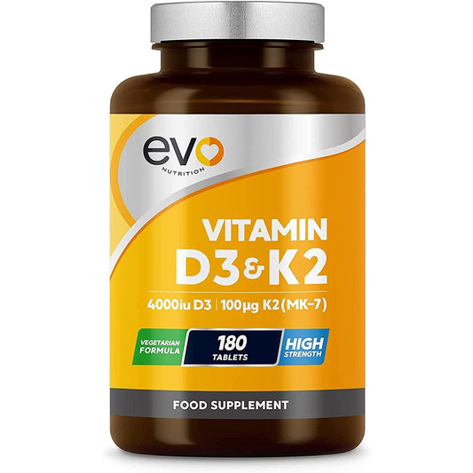 Vitamin D3 4000Iu & Vitamin K2 100Ug (MK7) |180 Vitamin D3 K2 Vegetarian Tablets | 1-A-Day | 6 Month Supply | High Strength D3 and K2 Vitamin | Vitamin D K2 Supplement | Made in the UK