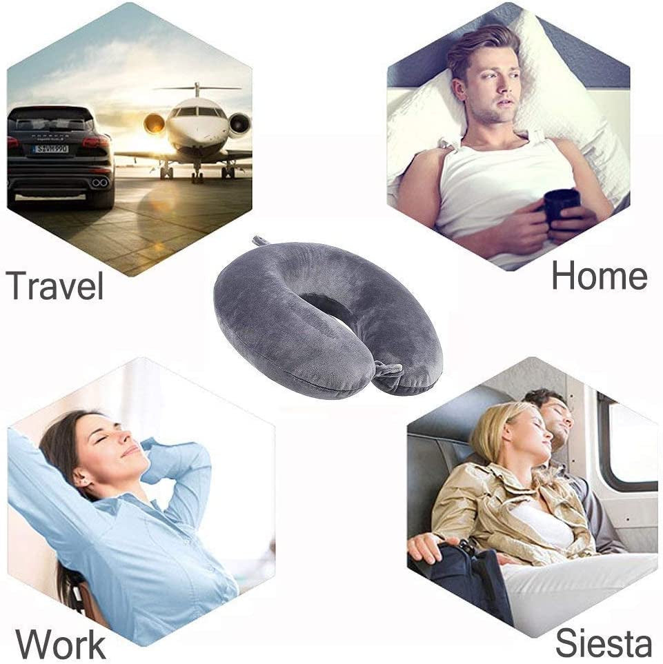 Travel Pillow - Memory Foam Neck Pillow Support Pillow,Luxury Compact & Lightweight Quick Pack for Camping,Sleeping Rest Cushion (Gray)