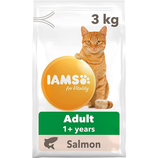 Complete Dry Cat Food for Adult 1+ Cats with Salmon 3 Kg Clear Store