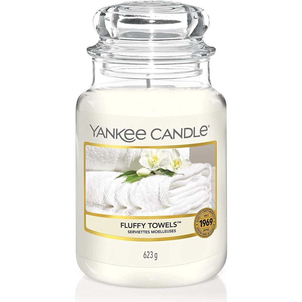 Scented Candle, Fluffy Towels Large Jar Candle, White Clear Store