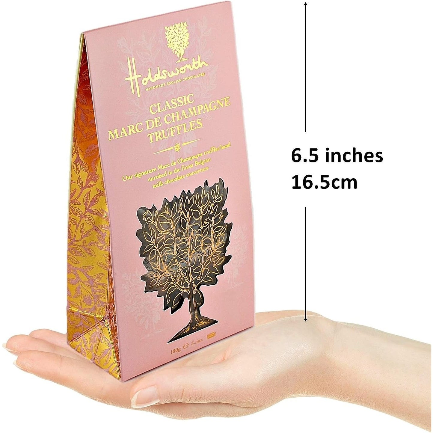 Holdsworth Marc De Champagne Treat Bag, Luxury Creamy Milk Chocolates Handmade in England, Palm Oil Free, Suitable for Vegetarians, Best Gift for Birthdays and Anniversaries, with Beautiful Box, 100 G