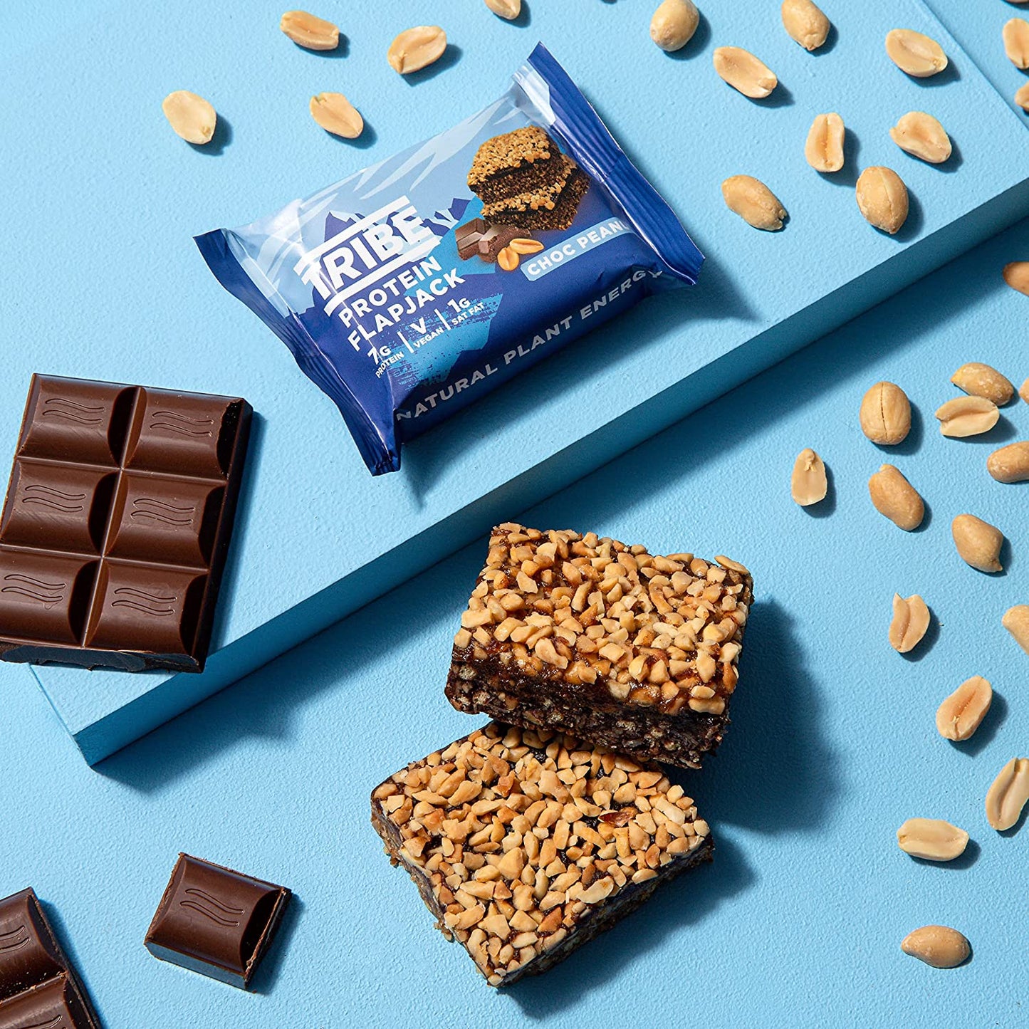 High Protein Flapjacks - Choc Peanut - Plant Based - Vegan Snack - Gluten Free (12 X 50G Bars)