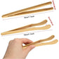 2 Pcs Bamboo Toaster Tongs, 18 Cm/7 Inch Wooden Tongs Reusable Bamboo Kitchen Tongs for Cheese Bread Tea