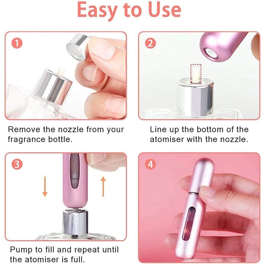 5ML Perfume Atomiser,Perfume Refillable Bottle Portable for Travel Business Trip Outdoor Activities(Pink) Clear Store