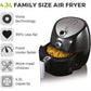 T17021 Family Size Air Fryer with Rapid Air Circulation, 60-Minute Timer, 4.3L, 1500W, Black