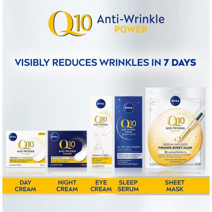 NIVEA Q10 Anti-Wrinkle Power Protecting Day Cream SPF 30 (50Ml), Anti-Wrinkle Face Cream with Skin Identical Q10 and Creatine, Face Cream for Wrinkles and Age Spots