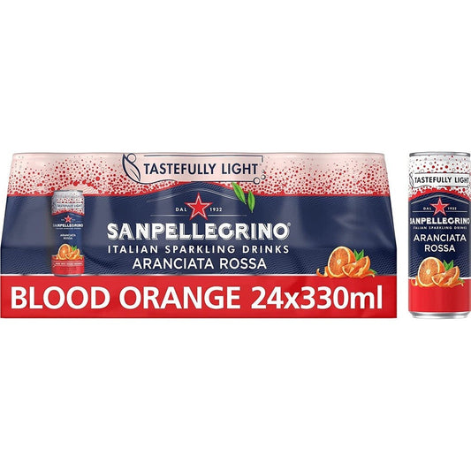 San Pellegrino Italian Tastefully Light Sparkling Blood Orange Canned Soft Drink 24 X 330Ml Clear Store