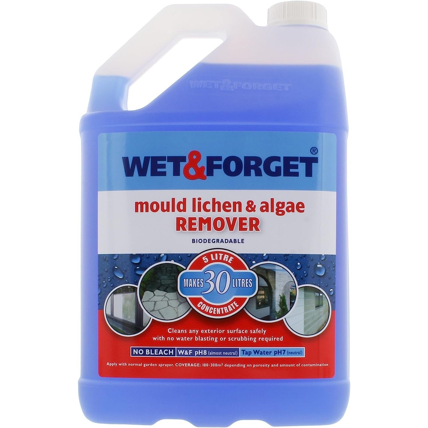 Mould, Lichen & Algae Remover, Outdoor Cleaning Solution, Black Mould Remover, Bleach Free, 5 Litre