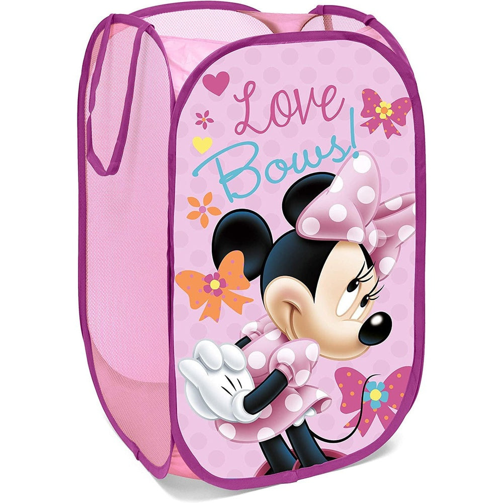 Child Foldable Cloth Basket with Handles Disney Minnie Mouse for Clothes and Toys Clear Store