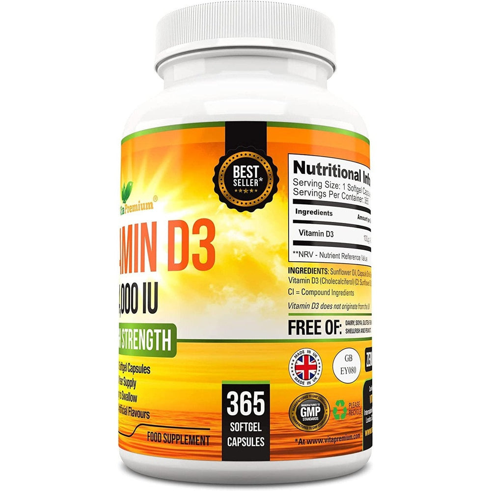 Vitamin D 4,000 IU, Maximum Strength Vitamin D3 Supplement Year Supply Clear Store