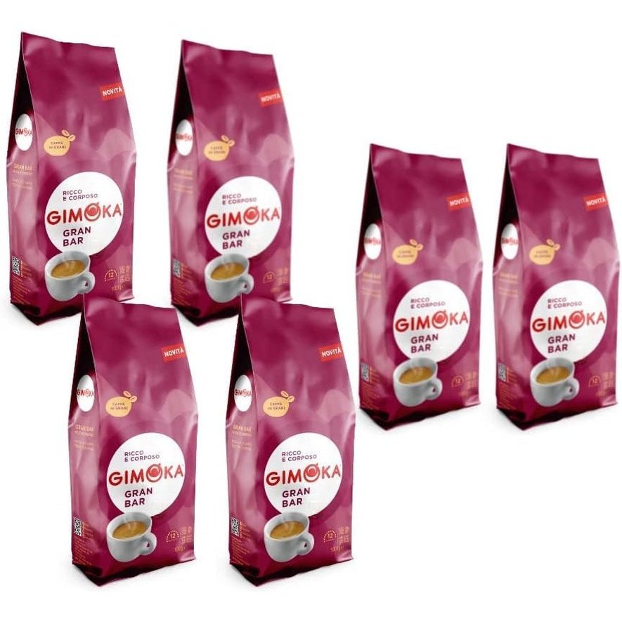 Gimoka - Gran Bar, Italian Espresso Coffee Beans, Light Roast - 6X1 Kg Clear Store