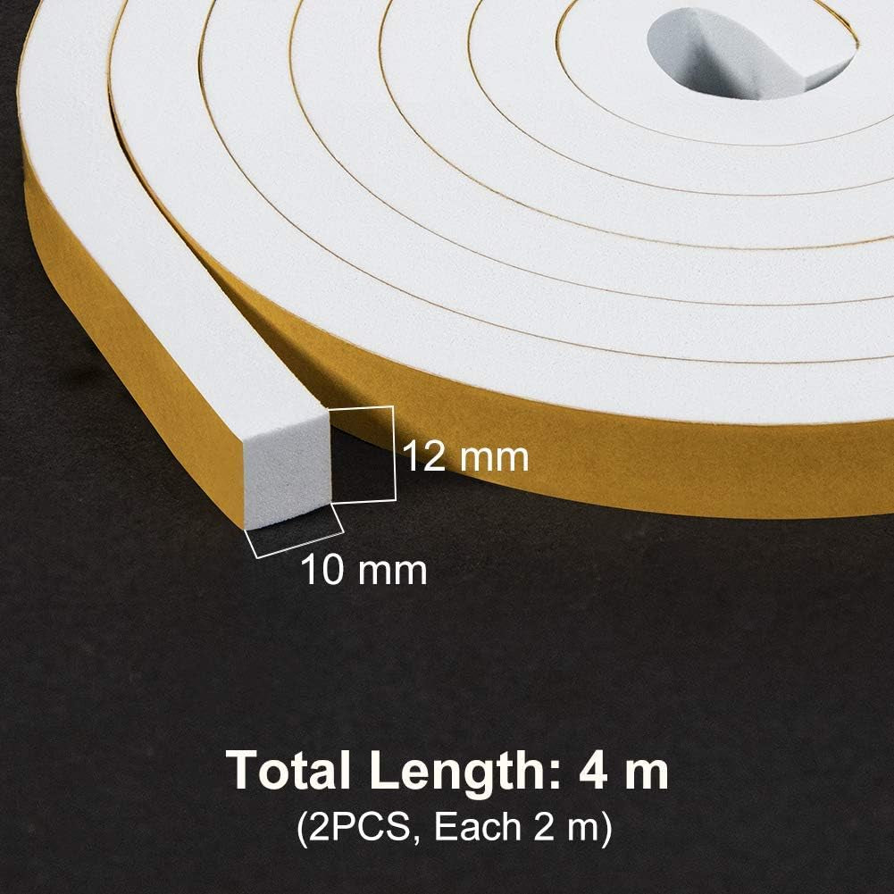 Self Adhesive Weatherstripping 2m Long Thick White Colour Closed Cell Foam Tape, 2m Long Clear Store